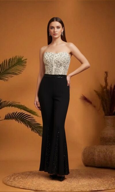Crystal Bodice with Flared Pants