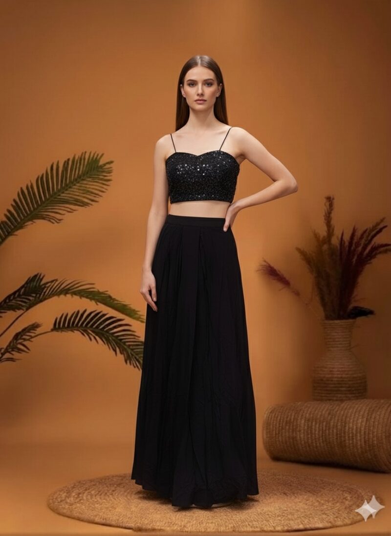 Navy Sequin Indo Western Set