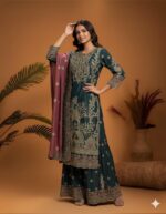 Vintage Scenic Embroidery Sharara Set