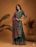 Vintage Scenic Embroidery Sharara Set