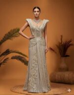 Sculpted Shoulder Couture Gown