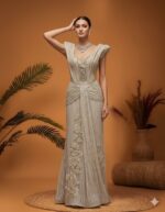 Sculpted Shoulder Couture Gown