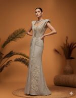 Sculpted Shoulder Couture Gown