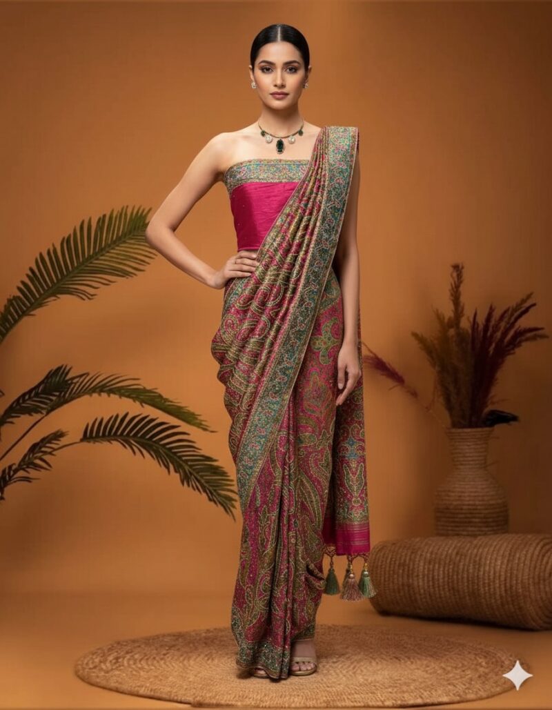 Pink Aura Paisley Woven Saree