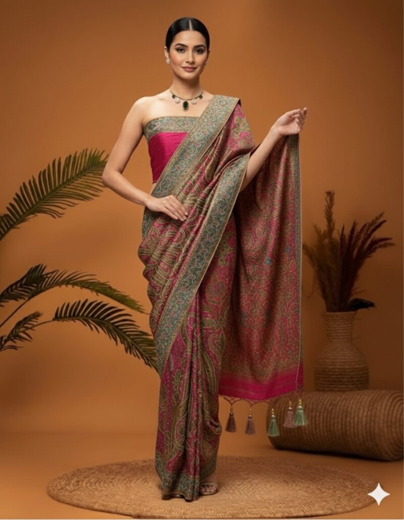 Pink Aura Paisley Woven Saree