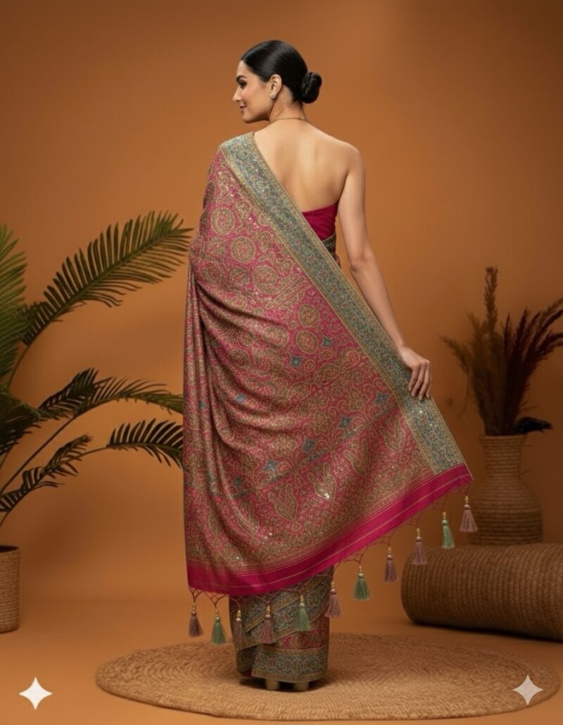 Pink Aura Paisley Woven Saree