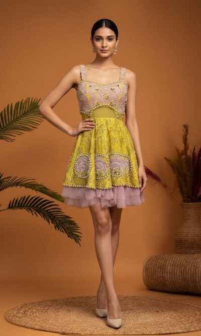 Lilac Charm Pearl Beaded Dress