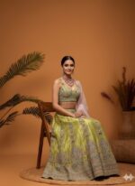 Lime Radiance Lehenga with Rose Mist Dupatta