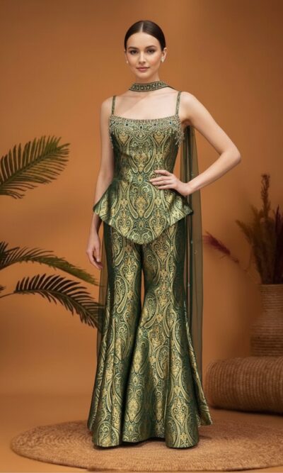 Emerald Peplum Glam Garara Set