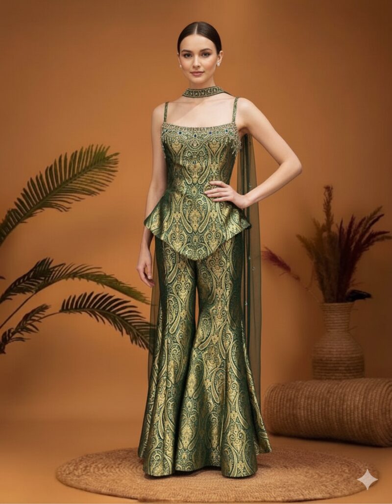Emerald Peplum Glam Garara Set