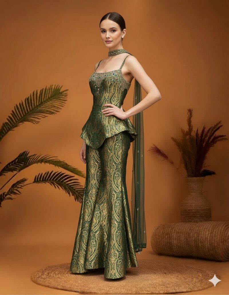 Emerald Peplum Glam Garara Set