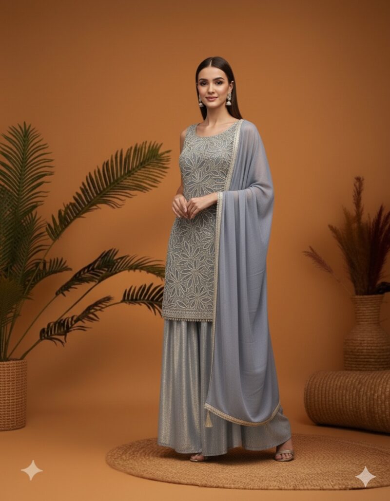 Shimmering Grey Pearl Ensemble Suit