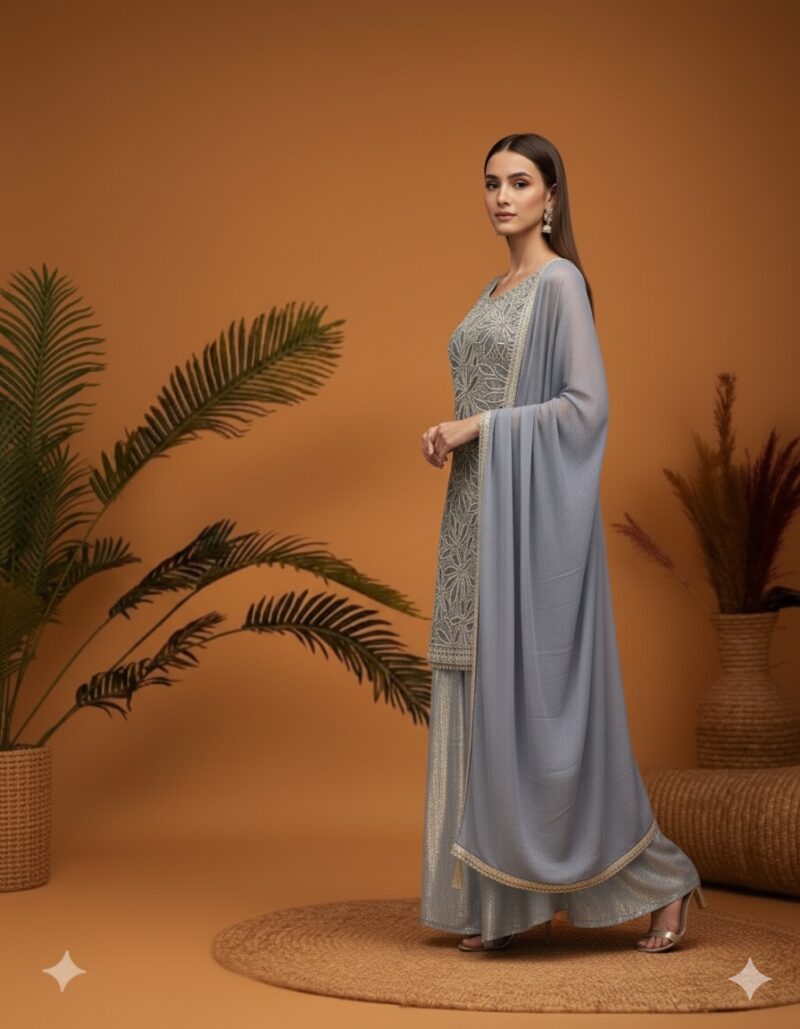 Shimmering Grey Pearl Ensemble Suit