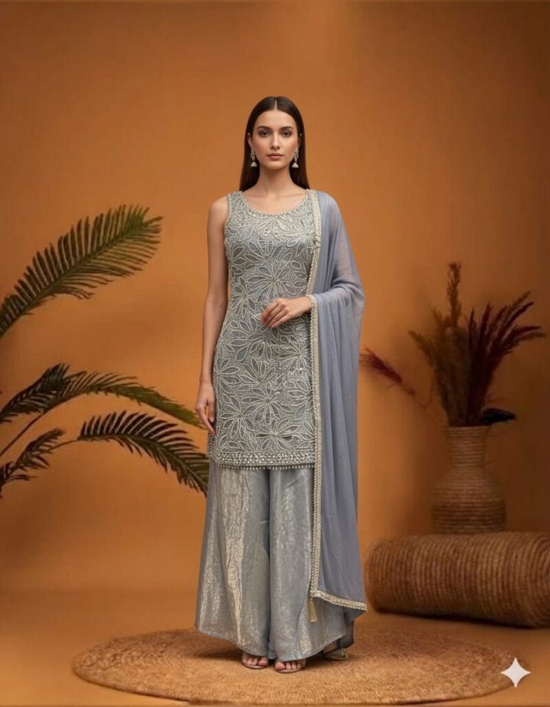 Shimmering Grey Pearl Ensemble Suit