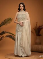 Champagne Pearl Embellished Skirt Set