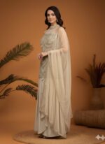 Champagne Pearl Embellished Skirt Set