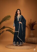 Deep Blue Kurta Sharara with Dupatta