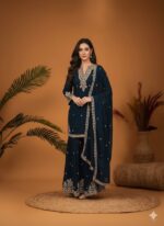 Deep Blue Kurta Sharara with Dupatta