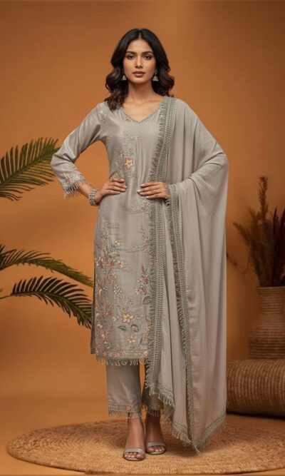 Grey Elegance Threadwork Suit