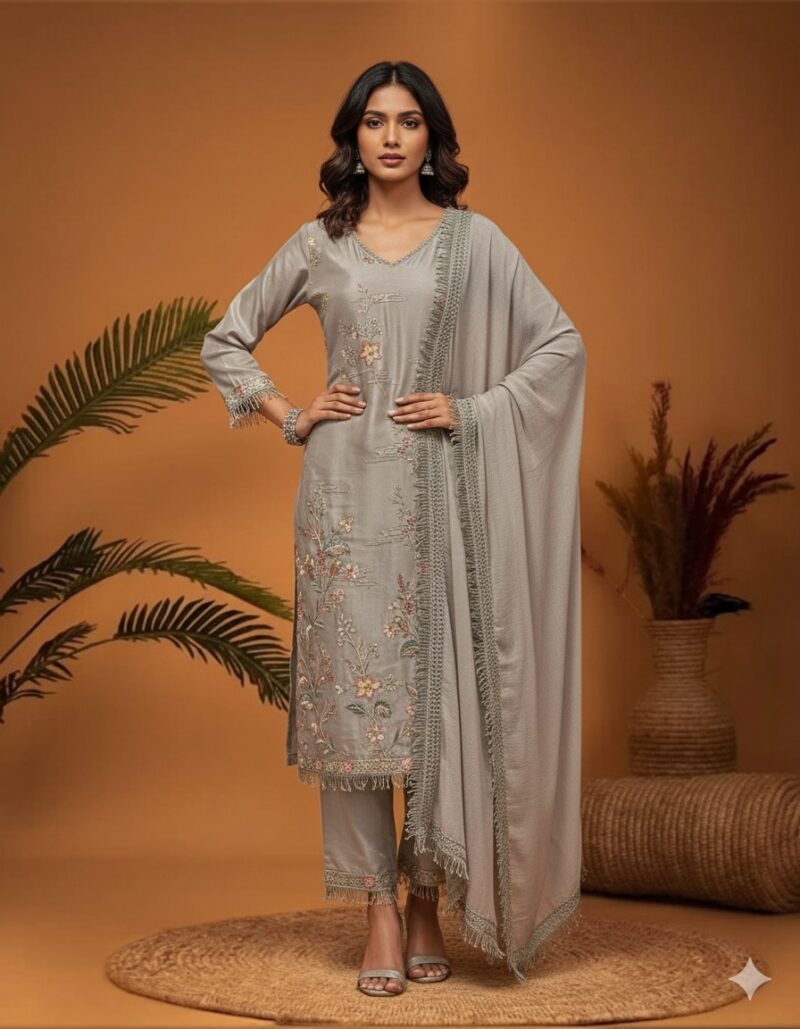 Grey Elegance Threadwork Suit