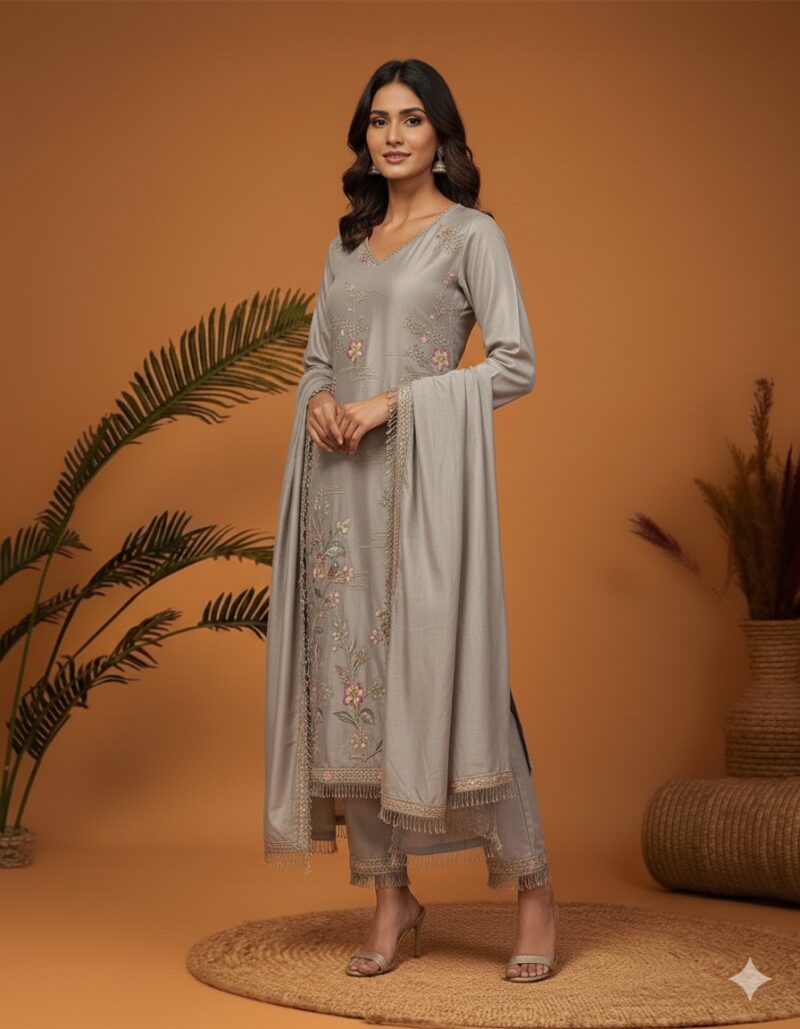 Grey Elegance Threadwork Suit