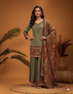 Paisley Olive Rust Ensemble Sharara Set