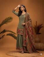 Paisley Olive Rust Ensemble Sharara Set