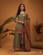 Paisley Olive Rust Ensemble Sharara Set