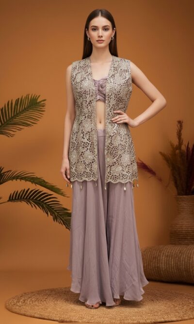 Lavender Lace Jacket Set