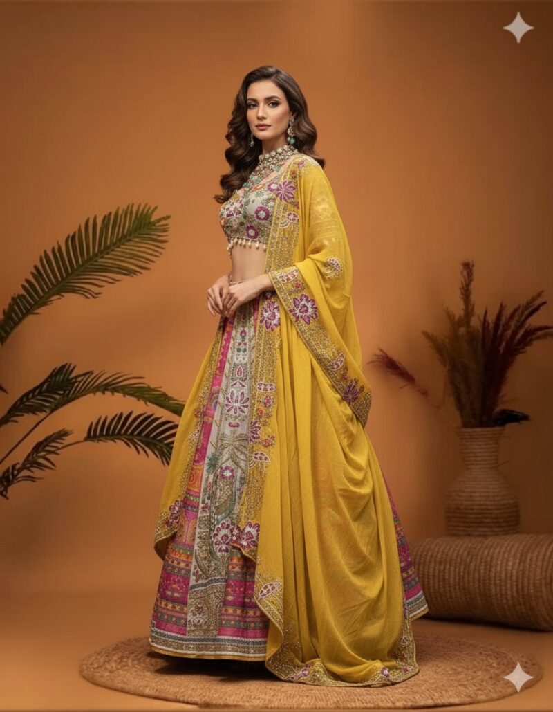 Multicolour Regal Embroidered Lehenga Set