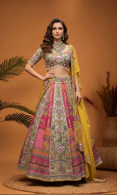Multicolour Regal Embroidered Lehenga Set