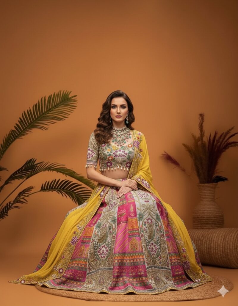 Multicolour Regal Embroidered Lehenga Set