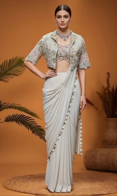 Ivory Shell Drape Charm Saree