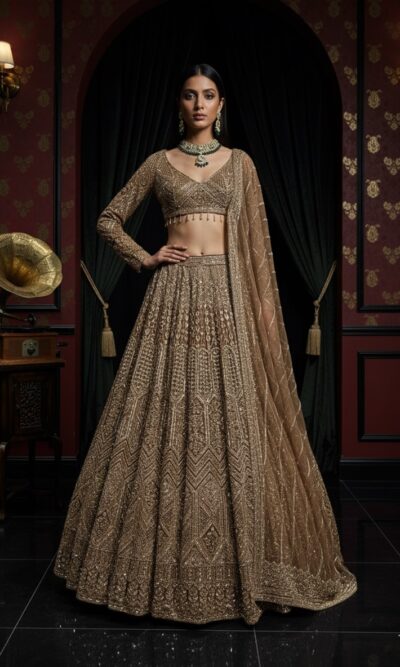 Antique Gold Bridal Dream Lehenga