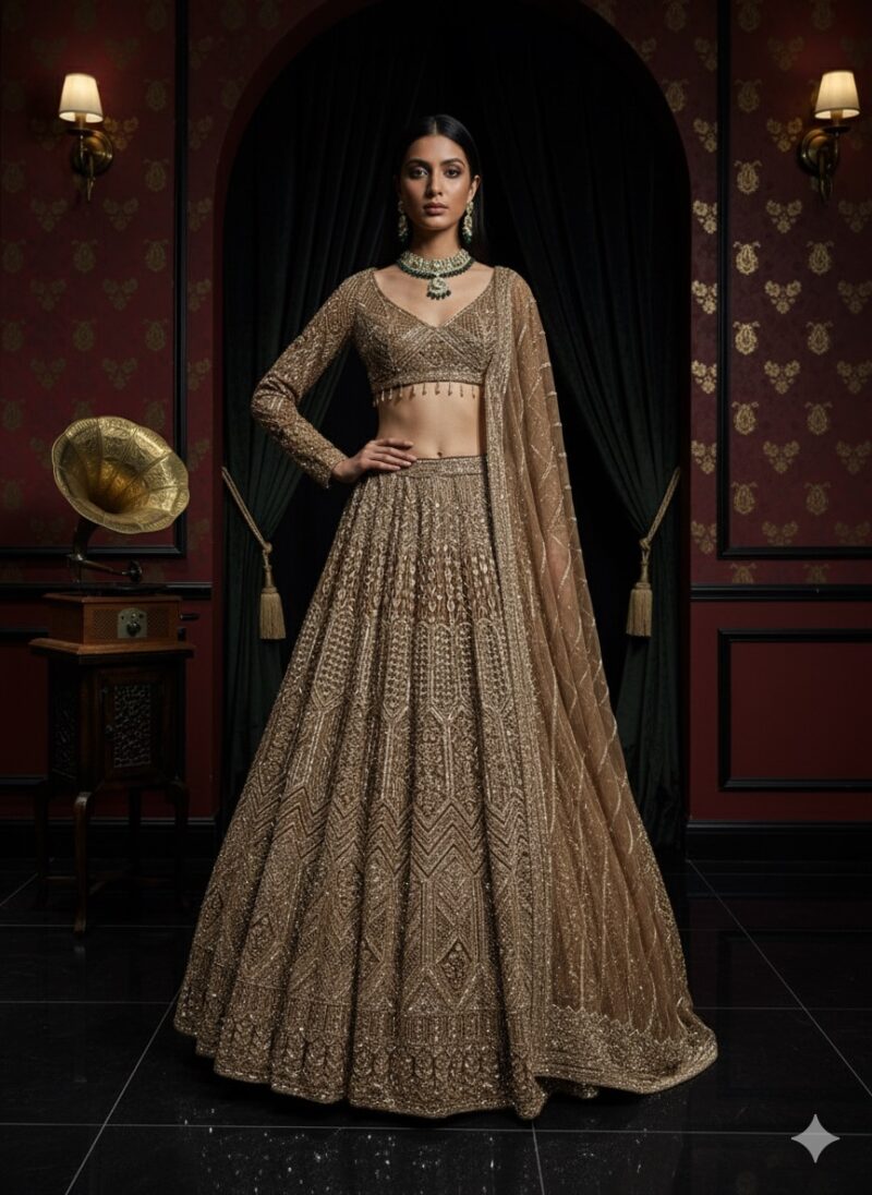 Antique Gold Bridal Dream Lehenga