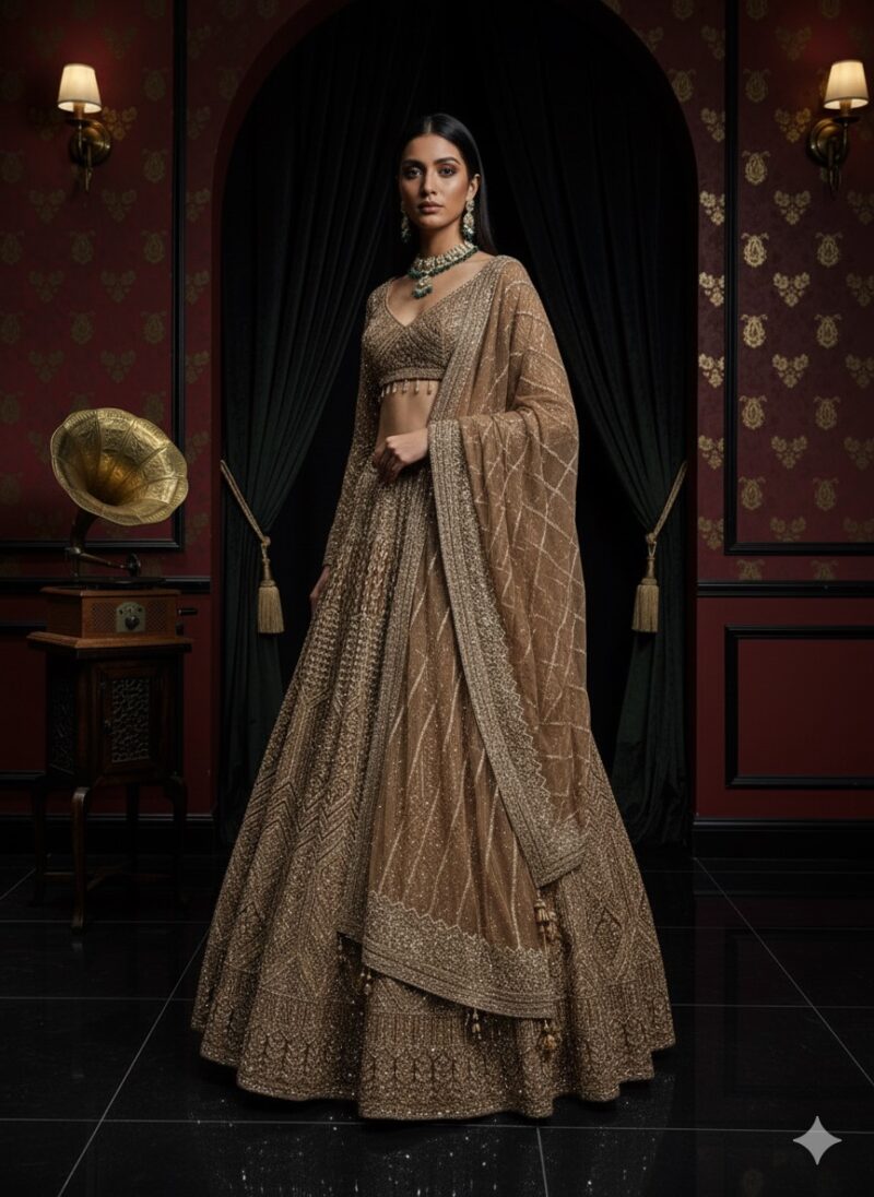 Antique Gold Bridal Dream Lehenga