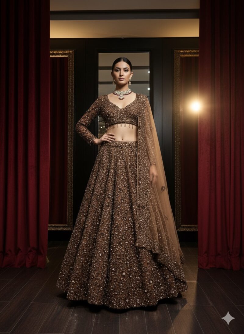 Bronze Sparkle Couture Lehenga