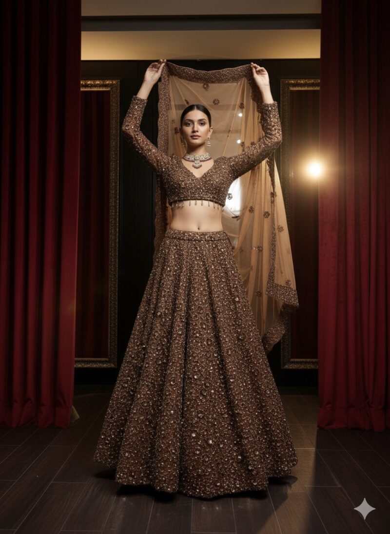 Bronze Sparkle Couture Lehenga