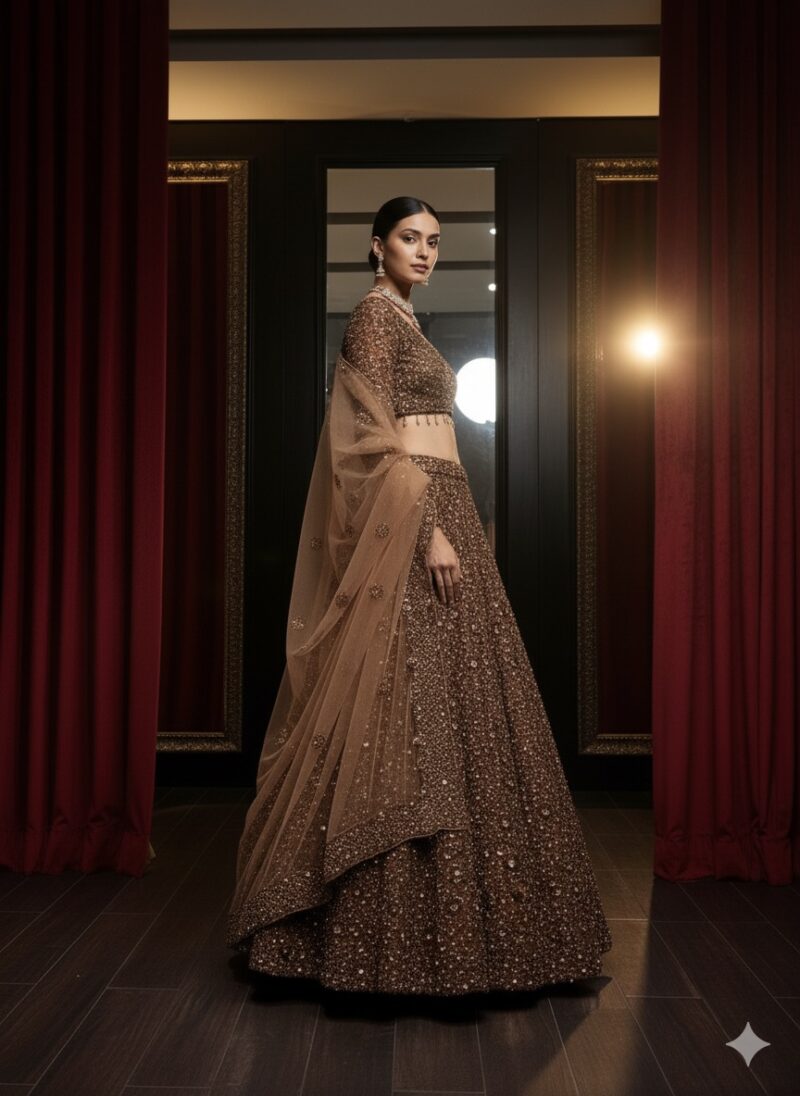 Bronze Sparkle Couture Lehenga