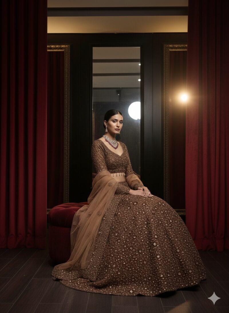 Bronze Sparkle Couture Lehenga