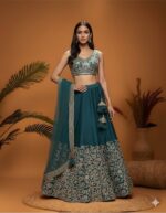 Regal Teal with Golden Grace Lehenga
