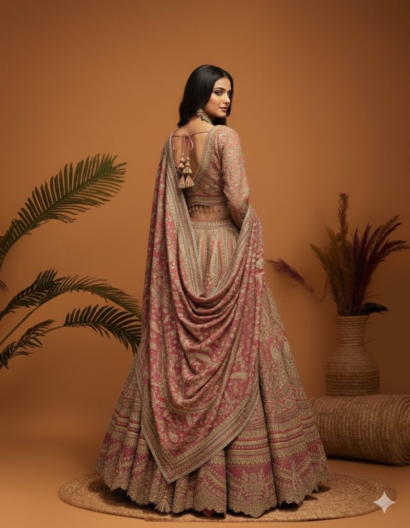 Royal Heritage Ornate Dusty Rose Lehenga
