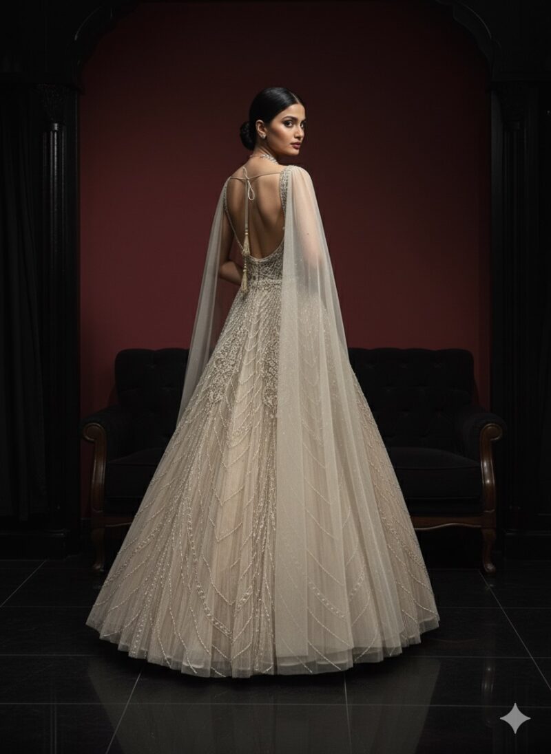 Champagne Cascade Pearl Gown