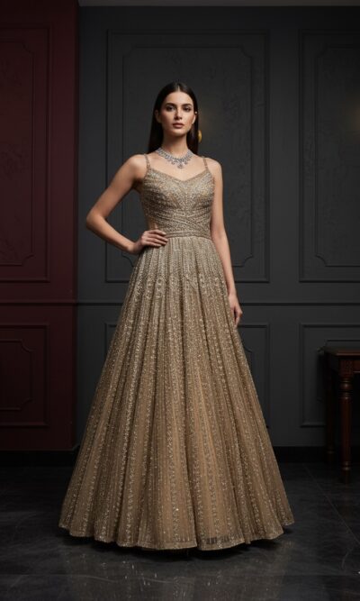 Regal Bronze Sequin Gown