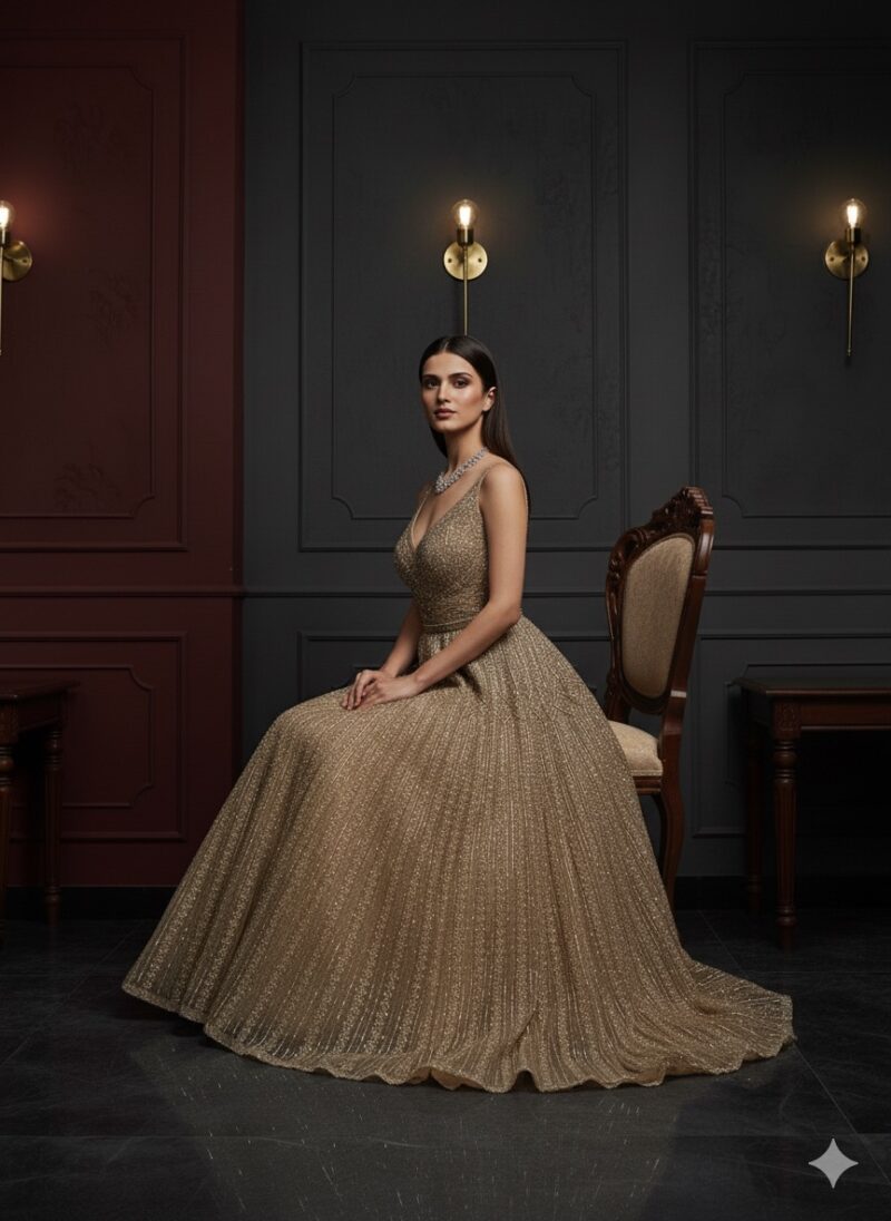 Regal Bronze Sequin Gown