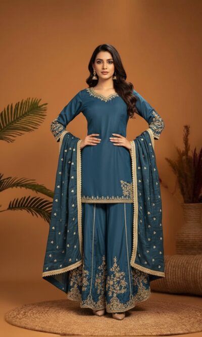 Teal Elegance Sharara Set