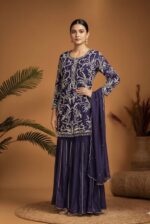 Imperial Purple Embellished Sharara Suit