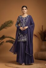 Imperial Purple Embellished Sharara Suit