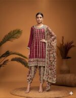 Vintage Maroon Dhoti Ensemble
