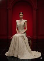 Sculpted Shoulder Couture Gown